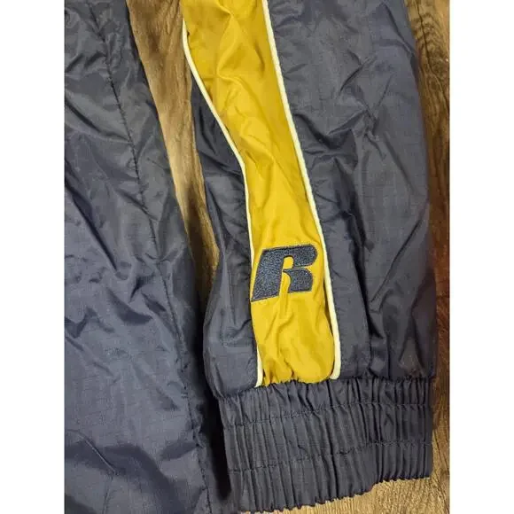 Notre Dame Jacket Size XL Full Zip Russell Athletic Hooded Pockets Navy/Gold - Picture 3 of 8